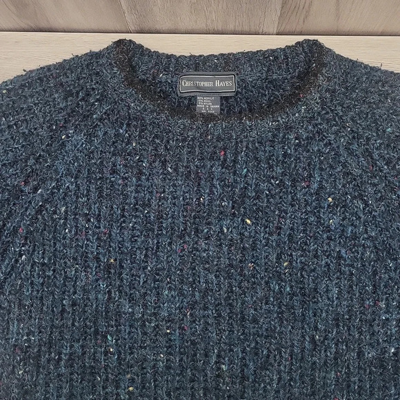Christopher Hayes Mens Med Vintage Wool Blue Speckled Pullover Sweater 80s 90s - Picture 3 of 6